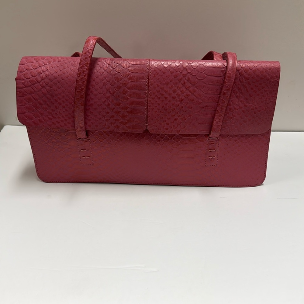 Alfani Pink Python Print Leather Shoulder Bag Nwot - image 1